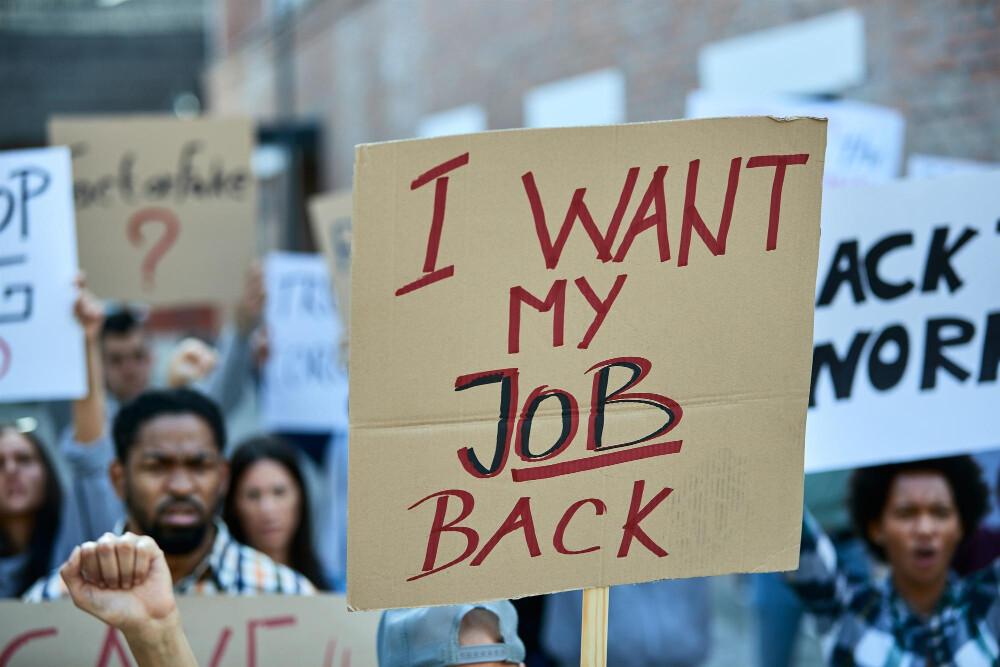 People in the United States are protesting against unemployment